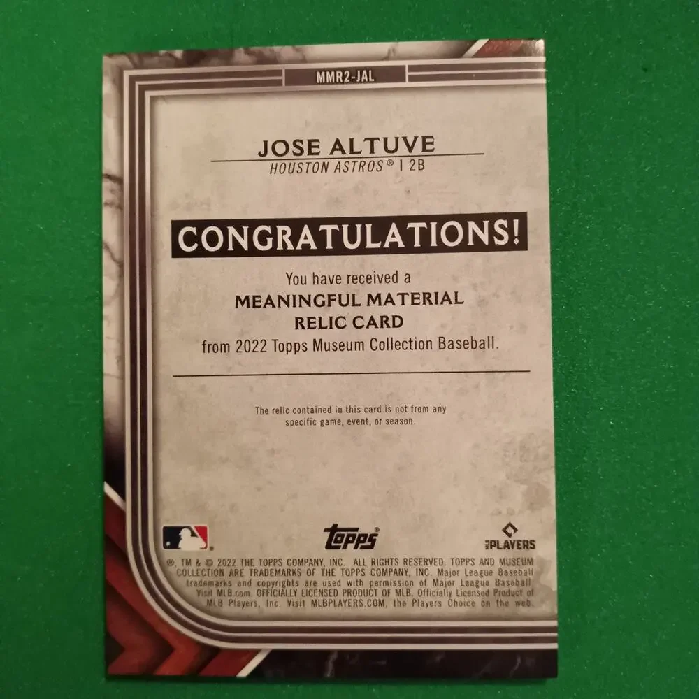 Jose Altuve #MMR2-JAL Topps Museum Collection Meaningful Materials SSP 33/35